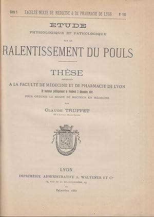 Image du vendeur pour Etude physiologique et pathologique sur le ralentissement du pouls. mis en vente par LIBRAIRIE PIMLICO