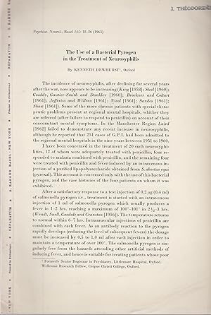 Immagine del venditore per The Use of Bacterial Pyrogen in the Treatment of Neurosyphilis. venduto da LIBRAIRIE PIMLICO