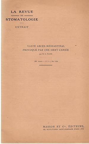 Image du vendeur pour Vaste abcs mdiastinal provoqu par une dent carie, par M.G. Mah. mis en vente par LIBRAIRIE PIMLICO