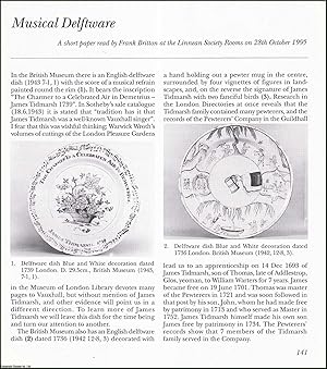 Seller image for Musical Delftware. An original article from the English Ceramic Circle, 1997. for sale by Cosmo Books