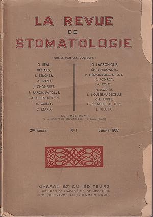 Imagen del vendedor de La Revue de Stomatologie. - 39 Anne - N 1 - Janvier 1937 a la venta por LIBRAIRIE PIMLICO