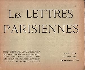 Imagen del vendedor de Les LETTRES PARISIENNES anne I, n 4 fvrier 1919 a la venta por Librairie Lalibela