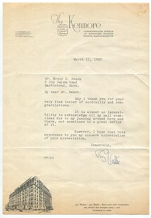 1932 American Crooner Rudy Vallée Typed Letter Signed