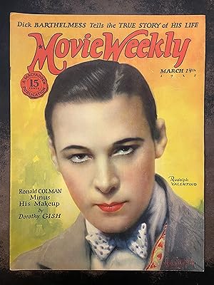 Movie Weekly Magazine: March 14th, 1925 Rudolph Valentino (Color Cover) (Vol. V, No. 6)