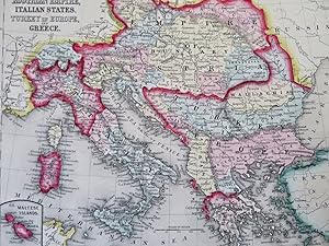 Austria-Hungary Ottoman Empire Greece Italy Malta 1860 Mitchell map