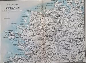 Donegal Highlands coast Ireland Detailed Tourist 1874 A. & C. Black antique map