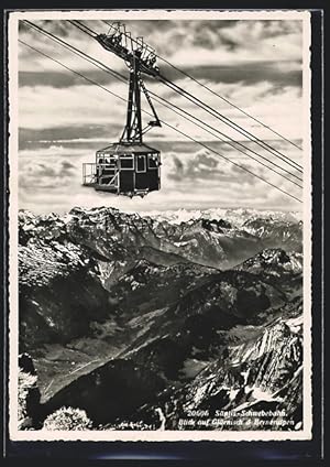 Ansichtskarte Säntis-Schwebebahn, Seilbahn mit Blick auf Glärnisch u. Berneralpen