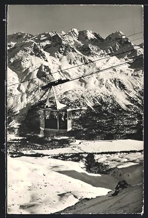 Ansichtskarte St. Moritz, Luftseilbahn Corviglia-Piz Nair mit Berninagruppe