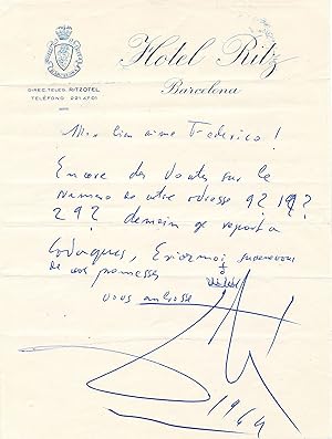 Seller image for Dali Autograph Letter Signed, 1969 for sale by Schulson Autographs, Ltd.
