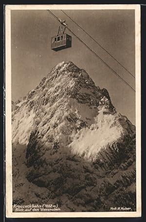 Ansichtskarte Kreuzeckbahn, Blick auf den Waxenstein, Seilbahn