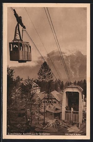 Ansichtskarte Zugspitzbahn bei der Ausfahrt von der Talstation