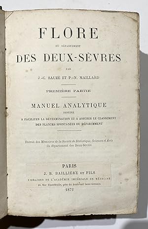 Flore du departement des Deux-Sevres. 3 Teile in 1 Band.