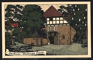 Steindruck-Ansichtskarte Beckum / Westf., Waltrups Haus