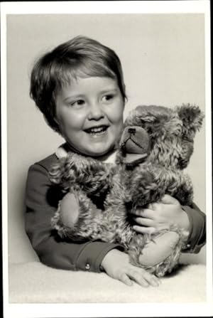 Foto Mädchen mit Teddy, Claudia 1969, Portrait