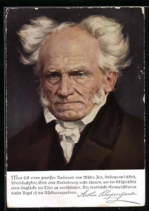 Bild des Verkufers fr Ansichtskarte Portrait Arthur Schopenhauer, deutscher Philosoph, Autor und Hochschullehrer zum Verkauf von Bartko-Reher
