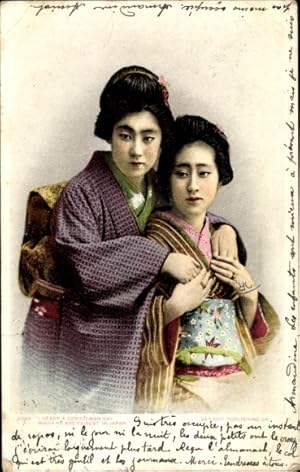 Ansichtskarte / Postkarte Japan, Zwei junge Frauen in japanischer Tracht, Kimono