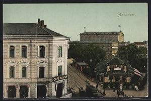 Ansichtskarte Hannover, Georgstrasse mit Café Kröpcke und Café Kasten