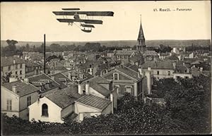 Ansichtskarte / Postkarte Rueil Hauts-de-Seine, Panorama, Flugzeug, Doppeldecker