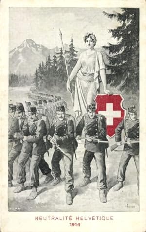 Ansichtskarte / Postkarte Schweizer Soldaten, Helvetia, Neutralität