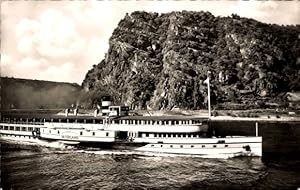 Ansichtskarte / Postkarte Salondampfer Vaterland auf dem Rhein, Loreleyfelsen