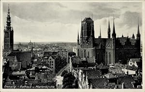 Ansichtskarte / Postkarte Danzig, Rathaus, Marienkirche