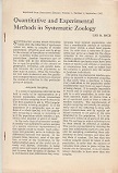 Bild des Verkufers fr Quantitative und Experimental Methods in Systematic Zoology. zum Verkauf von Buchversand Joachim Neumann