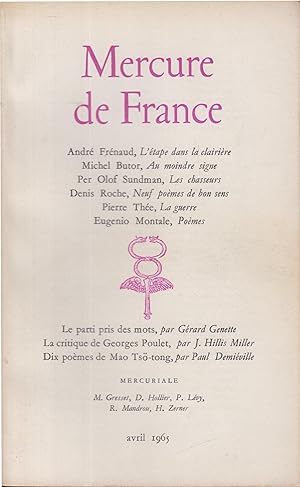 Imagen del vendedor de Mercure de France, n 1218, avril 1965 a la venta por Librairie Lalibela