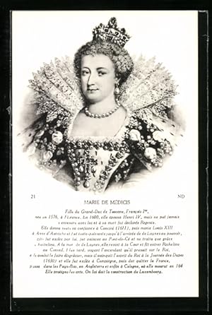 Image du vendeur pour Carte postale Kniginmutter Marie de Mdicis von Frankreich im kniglichen Kleid avec Perlenkette et Krone mis en vente par Bartko-Reher