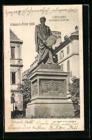 Ansichtskarte Strassburg, Johannis-Feier 1904, Gutenberg-Denkmal