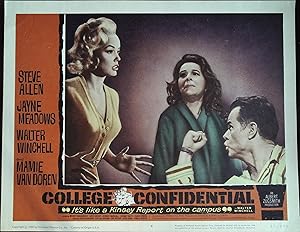 College Confidential Lobby Card #6 Elisha Cook Jr. threatening Mamie Van Doren!