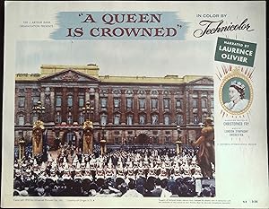 Imagen del vendedor de A Queen is Crowned Lobby Card #3 1953 Queen Elizabeth II, Laurence Olivier a la venta por AcornBooksNH