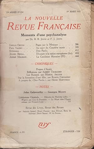 Immagine del venditore per La Nouvelle Revue Franaise Mars 1933 N 234 venduto da Librairie Lalibela