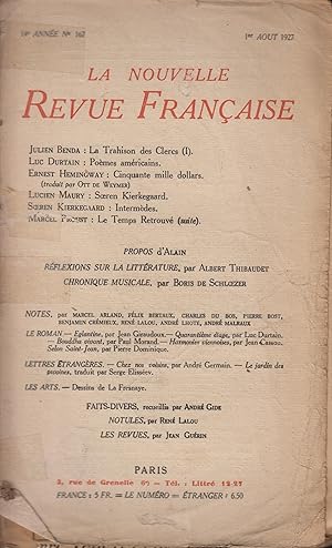 Immagine del venditore per La Nouvelle Revue Franaise Aot 1927 N 167 venduto da Librairie Lalibela