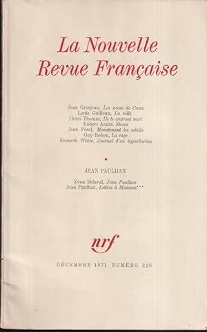 Imagen del vendedor de La Nouvelle Revue Franaise - N 228 a la venta por Librairie Lalibela
