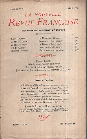 Immagine del venditore per La Nouvelle Revue Franaise Avril 1931 N 211 venduto da Librairie Lalibela