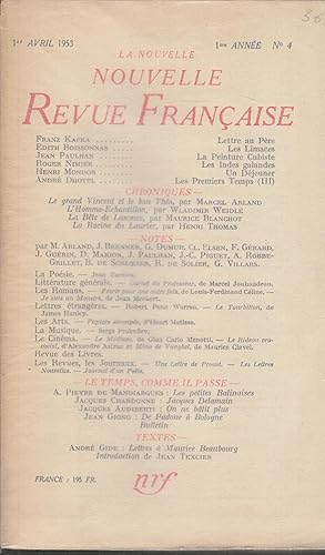 Seller image for La Nouvelle Revue Franaise - 1re anne - N 4 - 1er Avril 1953. for sale by Librairie Lalibela