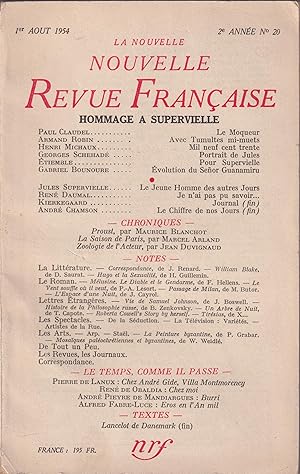 Seller image for La Nouvelle Nouvelle Revue Franaise. - 2 Anne - N 20 - 1er Aot 1954. for sale by Librairie Lalibela
