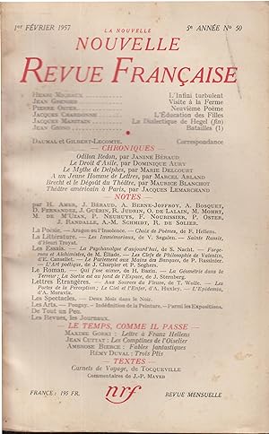 Image du vendeur pour La Nouvelle Nouvelle Revue Franaise (5e anne - n50, 1er fvrier 1957) mis en vente par Librairie Lalibela