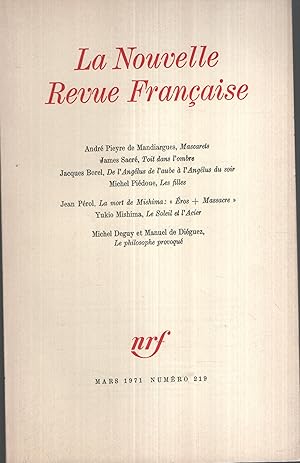 Seller image for La Nouvelle Revue Franaise Mars 1971 N 219 for sale by Librairie Lalibela