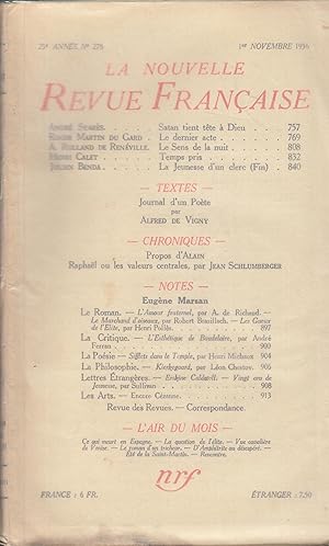 Bild des Verkufers fr La Nouvelle Revue Franaise - 25e anne - N 278 - 1er Novembre 1936. zum Verkauf von Librairie Lalibela