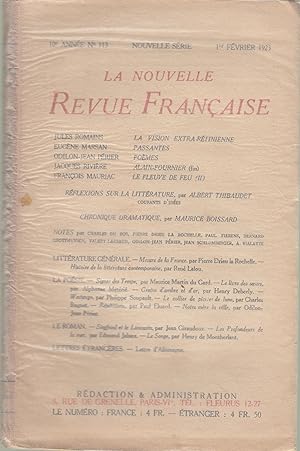 Imagen del vendedor de La Nouvelle Revue Franaise - 10e anne N 113 - Nouvelle Srie - 1er Fvrier 1923. a la venta por Librairie Lalibela