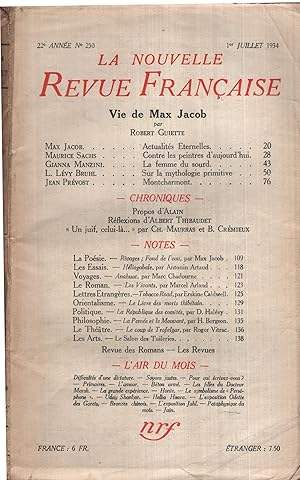 Immagine del venditore per La Nouvelle Revue Franaise Juillet 1934 N 250 venduto da Librairie Lalibela