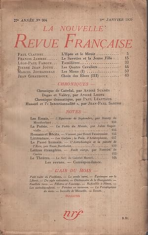 Immagine del venditore per La Nouvelle Revue Franaise Janvier 1939 N 304 venduto da Librairie Lalibela