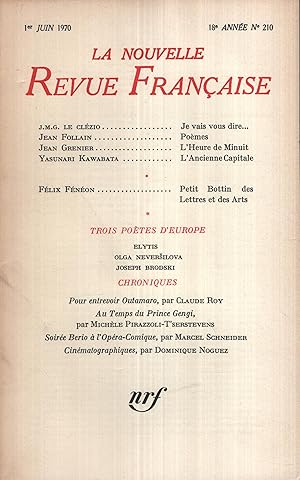 Imagen del vendedor de La Nouvelle Revue Franaise Juin 1970 N 210 a la venta por Librairie Lalibela