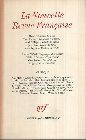 Seller image for La Nouvelle Revue Franaise Janvier 1976 N 277 for sale by Librairie Lalibela