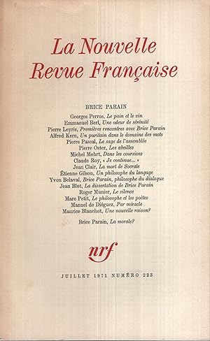 Seller image for La Nouvelle Revue Franaise Juillet 1971 N NS7 for sale by Librairie Lalibela