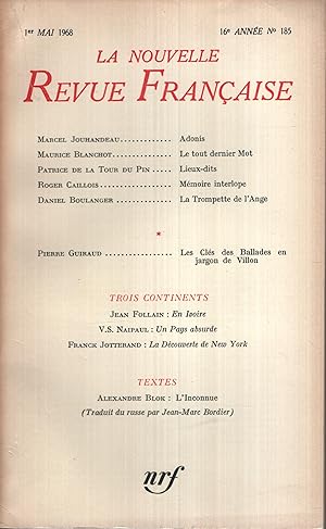 Immagine del venditore per La Nouvelle Revue Franaise Mai 1968 N 185 venduto da Librairie Lalibela