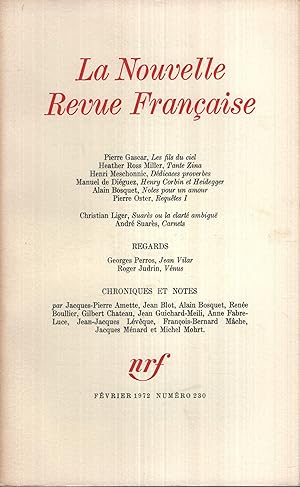 Imagen del vendedor de La Nouvelle Revue Franaise Fvrier 1972 N 230 a la venta por Librairie Lalibela