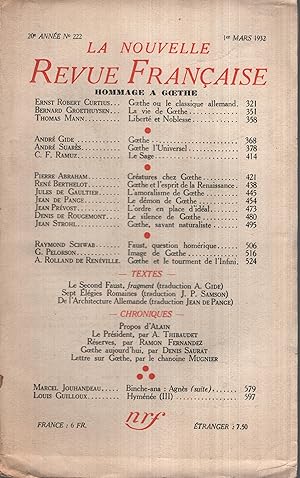 Imagen del vendedor de La Nouvelle Revue Franaise Mars 1932 N NS3 a la venta por Librairie Lalibela
