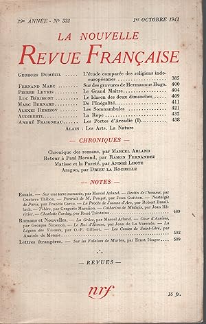 Imagen del vendedor de La Nouvelle Revue Franaise Octobre 1941 N 332 a la venta por Librairie Lalibela